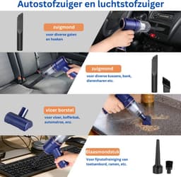 NBAP® Handstofzuiger Draadloos - Auto Stofzuiger - Blauw — thumbnail 4