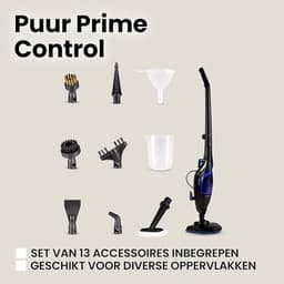 Verte Stoomdweil - 2-in-1 Stoomreiniger & Handstoomapparaat - 13 Accessoires - 1500 W - 400 ml - Opwarmtijd van 20 Seconden - Doodt 99,9% van de Bacteriën - Snoer van 7 m - Geschikt voor Alle Soorten Vloeren - Zonder Chemicaliën - Zwart — thumbnail 4