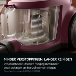 Zakloze Stofzuiger - Compact Stil - Grondig Schoonmaken - HEPA-filter Cyclonisch - 2L Capaciteit 78dB - Donkerrood — thumbnail 2