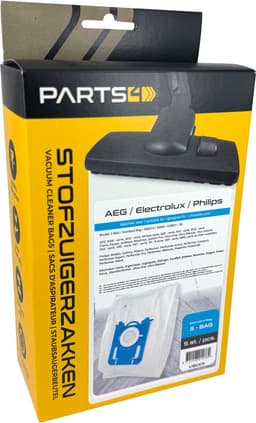 5 Stofzuigerzakken PARTS4® geschikt voor AEG / Philips / Electrolux S-BAG | Made in Europe | Passend in o.a. AEG VX4, VX6, VX7, VX8, 6000 serie, GR201 of Philips Active, PowerPro, PerformerPro, PH99, FC8021/03, FC8021/05 — thumbnail 1