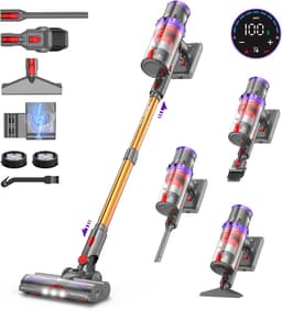 Steelstofzuiger Stofzuiger Draadloos 580W/45Kpa/75Min, LED-display, 1.3 L Vacuum Cleaner Anti-klit, Steelstofzuiger Draadloos voor Dierenhaar, Tapijt en Harde Vloeren — thumbnail 1