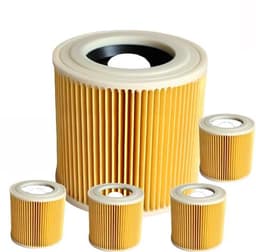 Filter - Geschikt voor Kärcher WD1, WD2, WD3 en A-serie - 5-cartridge filter - Geel - Afmetingen: 11,3 x 12 cm — thumbnail 1