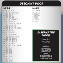 10x stofzuigerzakken geschikt voor MAKITA VC2000L VC2010L VC2012L VC2511L VC2512L VC3011L VC3012L VC3511L | vlies zak - type DSM 42 — thumbnail 2
