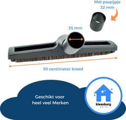 Kleanburg® Universele Parketborstel met Paardenhaar 32–35 mm inclusief paspijpje - Voor parket, hout, laminaat en tegels geschikt voor Miele - Bosch - Inventum - Numatic - Philips - Nilfisk en vele anderen. — thumbnail 2