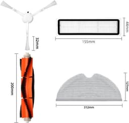Accessoireset, vervanging voor Dreame D9 Dreame L10 Pro Dreame D9 Max Dreame D9 Pro robotstofzuiger, 15 verpakkingen, 2 hoofdborstels, 4 filters, 6 zijborstels, 3 mopdoeken — thumbnail 4