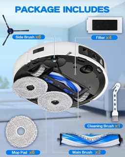 19 stuks reserveonderdelen gescht voor Ecovacs T30 Omni/T30 PRO Omni/T30S/T30S PRO stofzuiger, accessoireset voor Deebot serie met 2 hoofdborstels, 4 filters, 6 zijborstels, 6 reinigingsdoeken, 1 — thumbnail 2