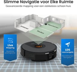 Chesto T2 Pro 3-in-1 Robotstofzuiger met Dweilfunctie – 5000 Pa - Geschikt voor Dierenharen - LDS navigatie - App-besturing — thumbnail 4