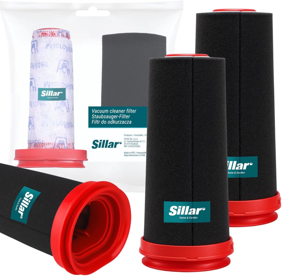 Sillar set 2 stofzuigerfilters, wasbaar, herbruikbaar, geschikt voor Bosch Flexxo Series 4, vervangende filters, schuimfilter, hoofdfilter, vervanging 12026520 / 12027764 — afbeelding 1