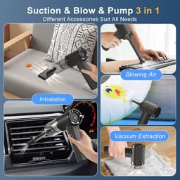 Draadloze Handstofzuiger 12000Pa Krachtige Zuigkracht 3-in-1 Functie 5200mAh Accu Compact en Lichtgewicht voor Huis, Auto en Huisdierenharen — thumbnail 4