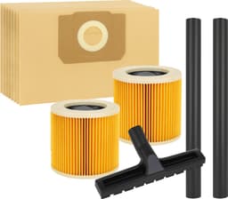 2x Filter, Stofzuigerbuis, Zuigmond en 10x Stofzuigerzakken set geschikt voor Karcher WD2 WD3 - onderdelen vervanging — thumbnail 1
