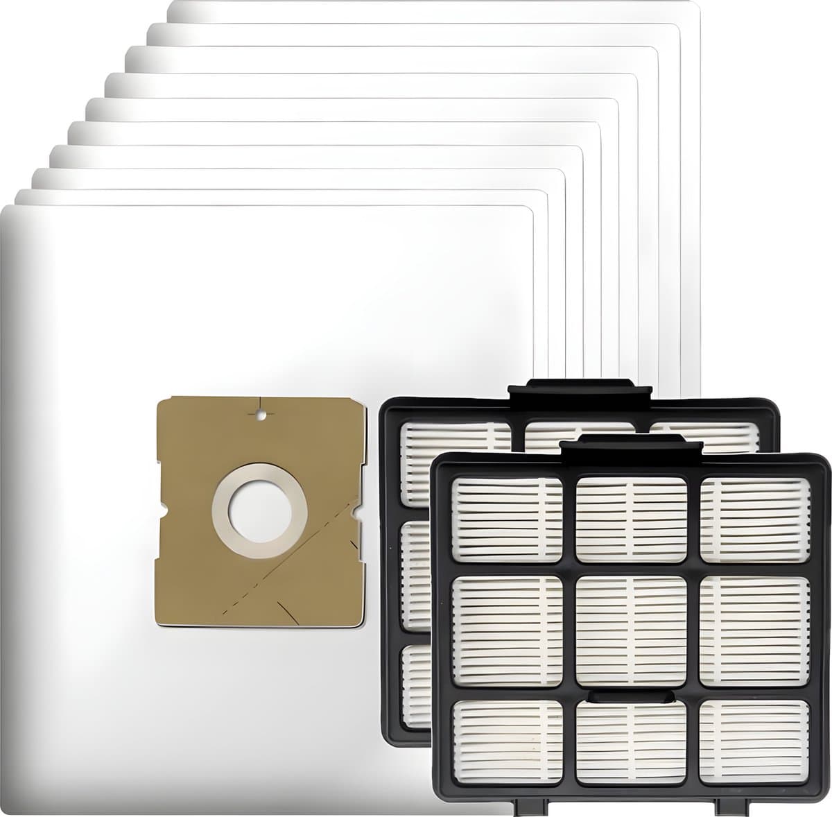 10x Stofzuigerzakken en 2x HEPA Filter geschikt voor Inventum ST207 ST306 ST307 ST308 stofzuigers - Vervanging stofzakken SZ300 21200900120 en 21200900010 — afbeelding 1