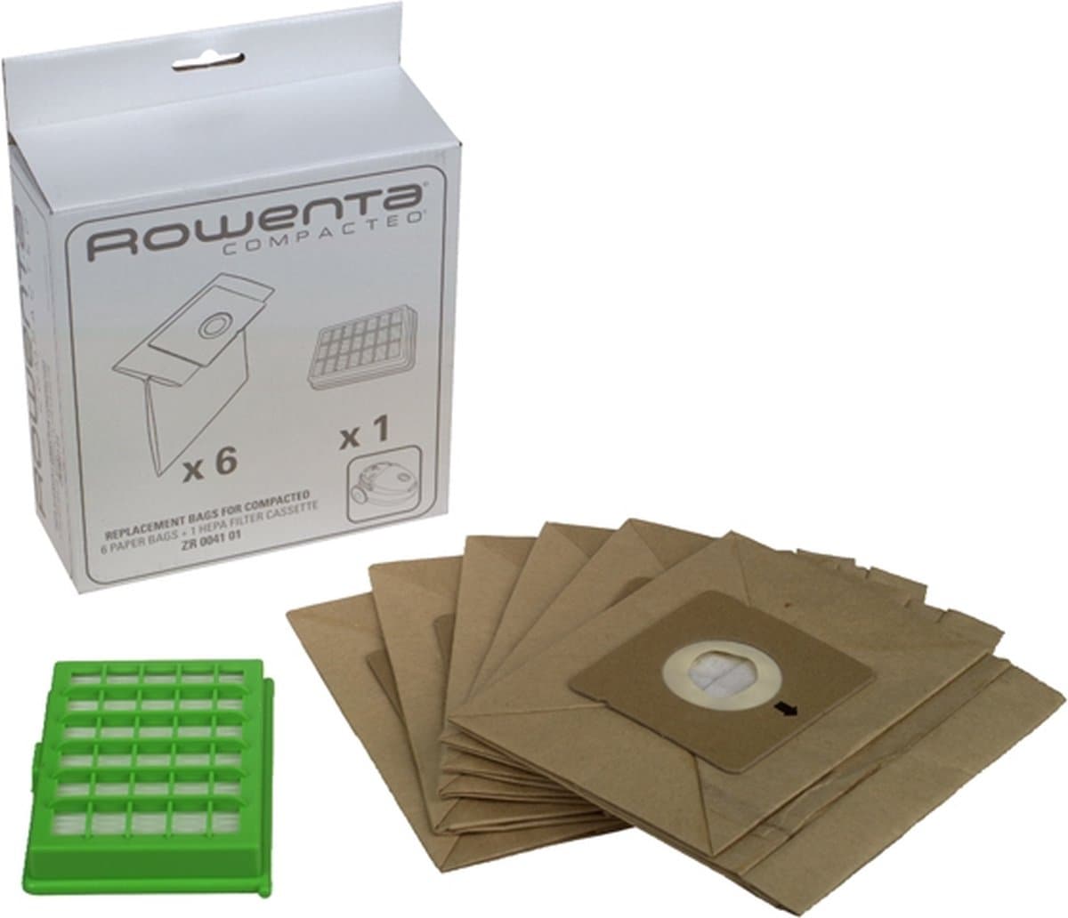 Rowenta- STOFZUIGERZAK COMPACTEO 6 STUKS + HEPA FILTER - ZR004101 — afbeelding 1