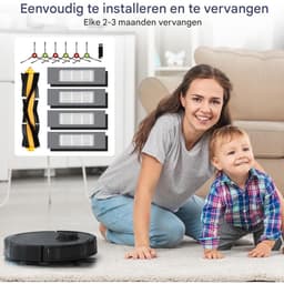 TOVBMUP Robotstofzuiger-accessoireset - 12-delige set - Geschikt voor Ecovacs Deebot N8/ N8+/ N8 Pro/ N8 Pro+/ N7, T8/ T8+/ T8 AIVI/ T8 AIVI+/ T8 MAX, T9/ T9+ en Ozmo 950/920 - 1 hoofdborstel, 4 filters, 6 zijborstels — thumbnail 3