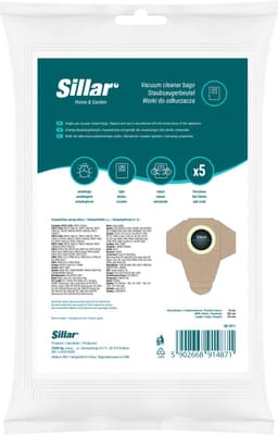 Sillar, stofzuigerzakken, synthetisch, van microvezel, 3 filterlagen, vervanging, geschikt voor stofzuigers Parkside PWD PNTS 1300 1400 PWS, Dexter, Lavor, 5 stuks — thumbnail 1