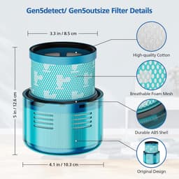 Geschikt voor Vervangend Gen5-filter voor Dyson Gen5detect | Gen5detect Absolute SV23, Dyson Gen5outsize | Gen5outsize Absolute draadloze stofzuiger SV24, filter voor draadloze Gen5-steelstofzuigers, 2-pack-Belle's product — thumbnail 4