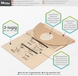 10 stofzuigerzakken + 1 filter geschikt voor Kärcher WD2 en MV2 stofzuiger, alternatief voor 6.904-322.0 (zak) en 6.414-552.0 KFI 3310 (patroonfilter), KA 37 — thumbnail 3