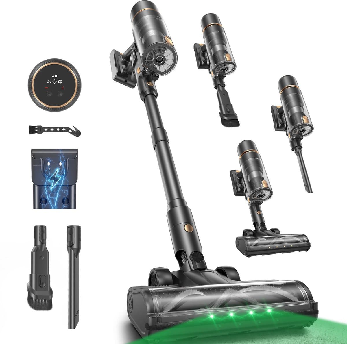 Rovelle 3in1 Steelstofzuiger zonder Zak op Accu – 2x HEPA filter – 3 Standen met Turbo – 3 Opzetstukken – Steelstofzuiger Draadloos – Kruimeldief – Stick Vacuum Cleaner – Zakloze Stofzuiger incl. wandhouder — afbeelding 1