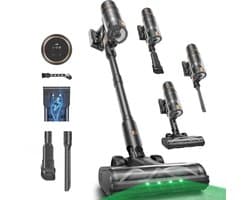 Rovelle 3in1 Steelstofzuiger zonder Zak op Accu – 2x HEPA filter – 3 Standen met Turbo – 3 Opzetstukken – Steelstofzuiger Draadloos – Kruimeldief – Stick Vacuum Cleaner – Zakloze Stofzuiger incl. wandhouder