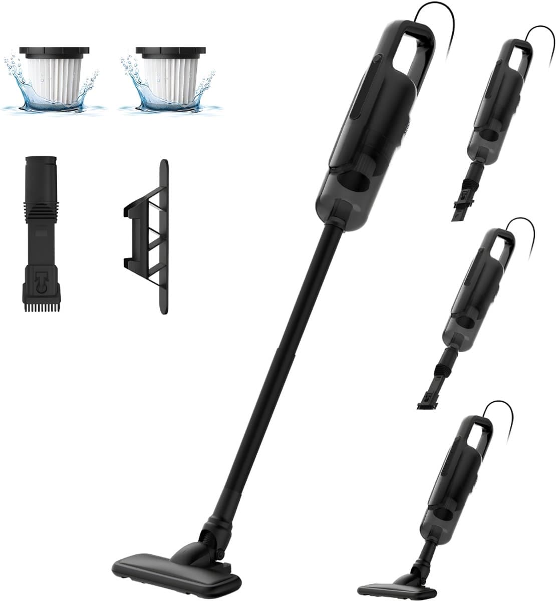 VH Supplies® Steelstofzuiger met Snoer - Steelstofzuiger - Stofzuiger - Zwart — afbeelding 1