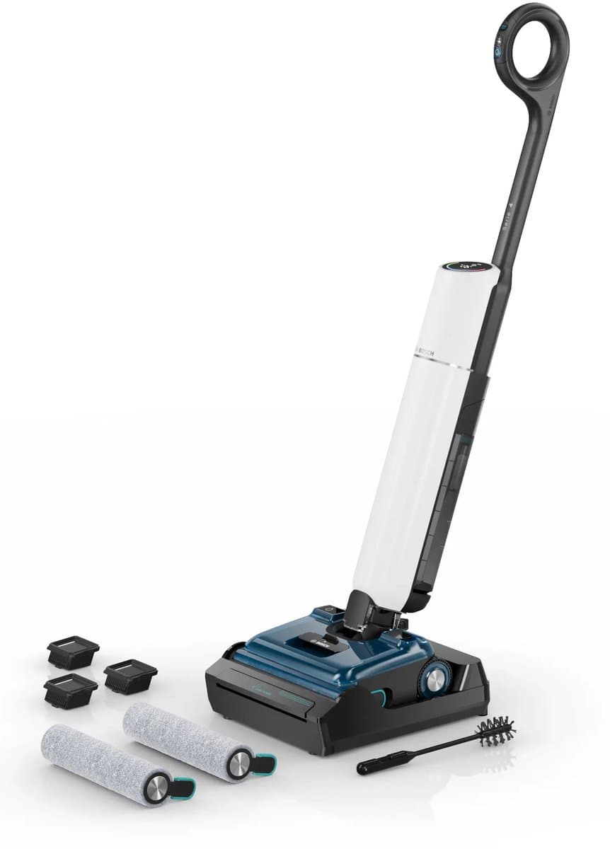 Bosch Serie 4 BHF41WL steelstofzuiger & elektrische bezem Verticale stofzuiger Batterij/Accu Droog en nat Zakloos Zwart, Blauw, Wit 4 Ah — afbeelding 1