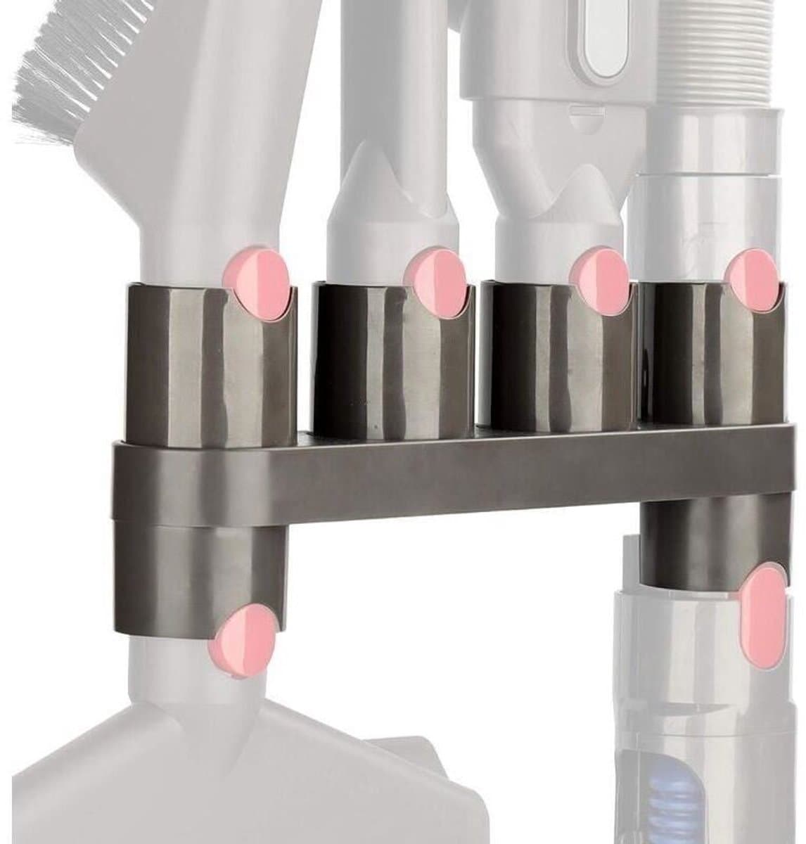 Dit accessoirerek voor wandmontage is geschikt voor Dyson stofzuigers, waaronder de modellen V15, V12, V11, V10, V8 en V7. Het is compatibel met alle accessoires, inclusief gemotoriseerde borstelkoppen. — afbeelding 1