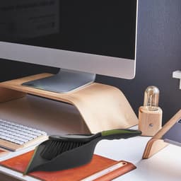Bezem Vuilblik Set - Mini Stoffer Blik - Bureau Schoonmaken - Compact Ontwerp - 32.5 cm Lengte - Zwart Grijs — thumbnail 4