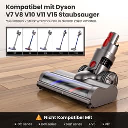 Stofzuigeraccessoires - Turbo Borstel - Geschikt voor Dyson V7 V8 V10 V11 V15 - Vloerzuigmond - Stofzuigermondstuk - voor harde vloeren en tapijten - met 4 LED-lampen - borstel — thumbnail 4