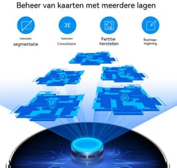 Robotstofzuiger Met Dweilfunctie - Dweilrobot - LiDAR Navigatie - Appbediening - 6500 Pa - Voor Meerdere Vloeren - 3,5 L - 90 Min — thumbnail 4