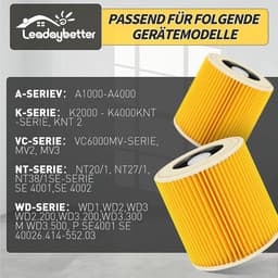 2 filter cartridges for Kärcher Premium WD3 WD2 MV2 MV3 WD 3P, WD 3.200, WD 3.500 P, SE 4001, SE 4002, A2054, A2004 - ShopVlot — thumbnail 5