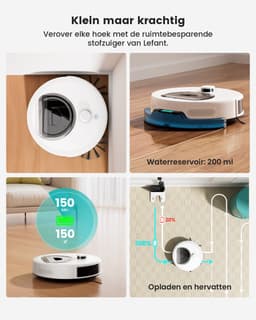 Lefant M330S robotstofzuiger met 5000 Pa sterke zuigkracht - Anti-klitborstel - Inclusief laadstation - dTOF Lidar-navigatie - Dweilrobot - Bediening via app - Geschikt voor huisdieren en tapijt — thumbnail 2