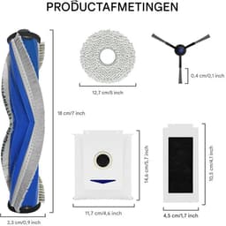 GELLDG Dweilborstel en filterzak voor ECOVACS T30 Pro MAX robotstofzuiger - Inclusief 1 rubberen hoofdborstel, 4 filters, 4 doekjes, 4 zijborstels, 6 stofzakken - 19-delige accessoireset — thumbnail 5