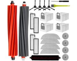 Reserveonderdelenaccessoires, Geschikt voor Roborock S8 MaxV Ultra robotstofzuiger, kit, 2 hoofdborstels, 4 stofzakken, 4 zijborstels, 4 filters, 4 doeken, 4 dweilen, rand, 3 reinigingsborstels