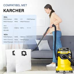 12-pack KFI 487 filterzak stofzuigerzakaccessoires - voor Kärcher WD4, WD5, WD6, MV4, MV5, MV6, WD4.000...WD5.999,2.863-006.0 - Wit — thumbnail 3