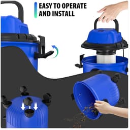 Nat en Droogzuiger - Water Stofzuiger - Waterzuiger - Waterstofzuiger - 30 KPa - 1800 Watt - Water reservoir 15 liter - Blauw - 4 Zwenkwielen — thumbnail 4