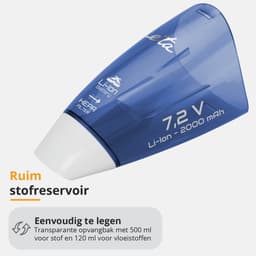 ETA Verto Kruimeldief voor Nat en Droog Vuil met Opzetstukken – Draadloos, Compact en Lichtgewicht – HEPA Filter – 500 ML en 120 ML – Wit / Blauw — thumbnail 3