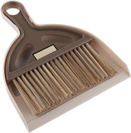 Stofblik en borstel - Bureau opruimer - Bureau schoonmaken - Compact ontwerp - Lange steel - Bruin — thumbnail 1