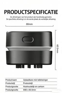 KZQ Bureaustofzuiger, mini-bureaustofzuiger, energiezuinig, tot 300 minuten batterijduur, draadloos ontwerp, 360° draaibaar, geschikt voor het reinigen van haar, stof en computertoetsenborden (zwart, USB-oplaadbaar). — thumbnail 5