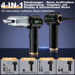 Draagbare Kruimeldief - Auto Stofzuiger - Snelle Schoonmaak - 4-in-1 Functionaliteit - 30 Minuten Runtime - Zwart — thumbnail 2