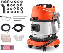 Walnootstraalunit - Mobiele zandstraalmachine - 13 L Reservoir - 1200 W - Ontkolen inlaatspruitstukken en kleppen - Incl. 2,5 kg walnootschil straalmiddel - 23 adapters — thumbnail 1