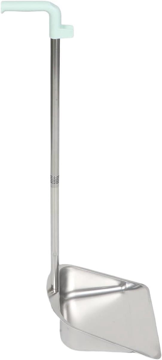 Vuilblik met Lange Steel - Stoffer en Blik - Comfortabel Schoonmaken - Roestvrij Staal - 80 cm - Zilver — afbeelding 1