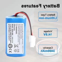 14.8V 3400mAh Li-ion Accu voor Robotstofzuiger - Vervangingsbatterij voor A4, A6, A9, V7 en meer, Lange levensduur en hoge capaciteit — thumbnail 5