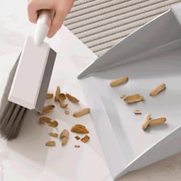 Stofblik Bureaubezemset - Veegset Pan - Bureau Reinigen - Met Schraperstrip - 32.5 cm - Grijs — thumbnail 4