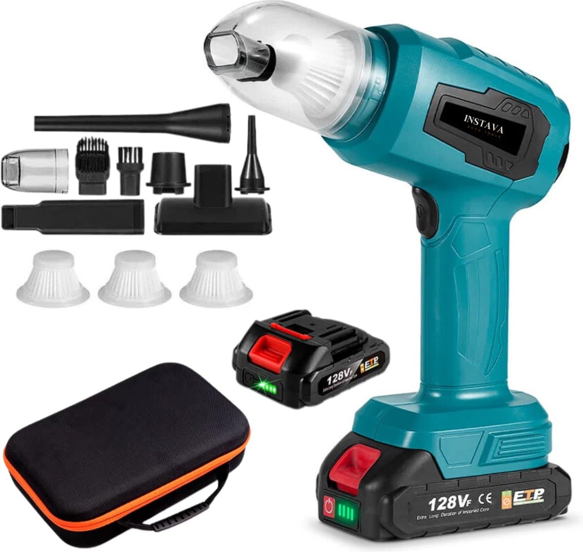 Instava - Accu Auto Stofzuiger incl. 2x Accu (2.0Ah) - Geschikt voor Makita 18v Accu - Handstofzuiger Draadloos - Autostofzuiger - Kruimeldief - Mini Stofzuiger — afbeelding 1