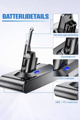 V8 Serie Li-ion 3000mAh/21.6V EXPER Hoge Kwaliteit Accu geschikt voor Dyson — thumbnail 5
