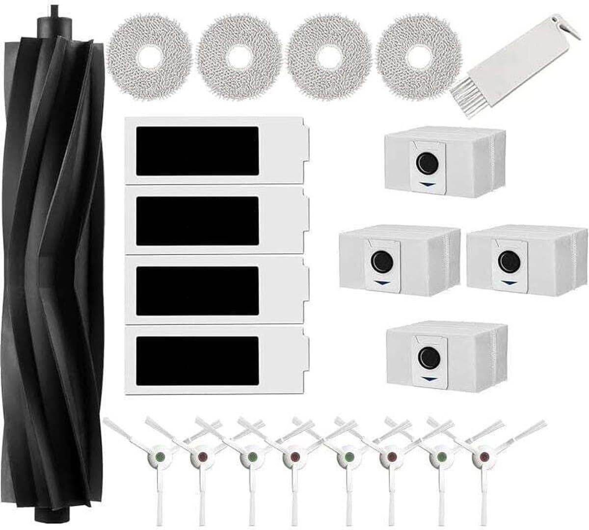 Accessoires Geschikt voor Ecovacs Deebot T20 Omni, T20e Omni: 1 grote rubberen borstel, 4 HEPA-filters, 4 reinigingsdoeken, 8 zijborstels. — afbeelding 1