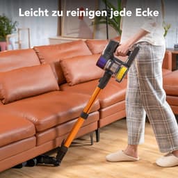 Accu Stofzuiger - Draadloze Reiniger - Snel Huis Schoon - 45 kPa Zuigkracht - 45 Minuten Looptijd - Paars Geel — thumbnail 2