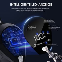 Elekiatech - Steelstofzuiger Draadloos - 50000Pa - 50 Min Gebruikstijd - 1.8L Stofbak - LED display – voor Harde Vloeren, Tapijt en Dierenharen - Zwart — thumbnail 3