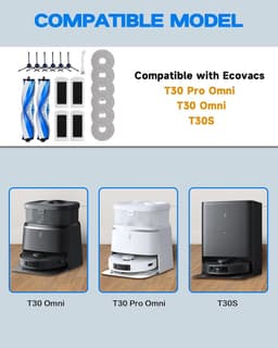 19 stuks reserveonderdelen gescht voor Ecovacs T30 Omni/T30 PRO Omni/T30S/T30S PRO stofzuiger, accessoireset voor Deebot serie met 2 hoofdborstels, 4 filters, 6 zijborstels, 6 reinigingsdoeken, 1 — thumbnail 4
