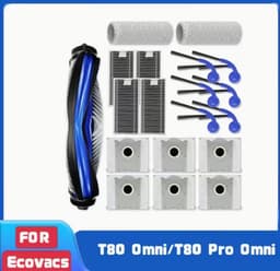 Vervangingsaccessoireset gescht voor Ecovacs T80 Omni/T80 Pro Omni Stofzuigerrobot Onderdelen 1 Hoofdborstel, 2 Rolmopdoekjes, 4 HEPA Filters, 6 Zijborstels, 6 Stofzakken — thumbnail 1