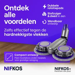 Nifkos Mop Geschikt voor Dyson V7 V8 V10 V11 V15 - Incl 6 Dweil Pads - Dweil - Dweilsysteem - Opzetstuk Dweilapparaat — thumbnail 4